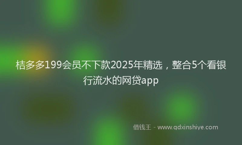 桔多多199会员不下款2025年精选，整合5个看银行流水的网贷app