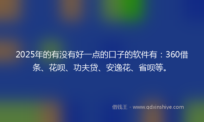 2025年的有没有好一点的口子的软件有：360借条、花呗、功夫贷、安逸花、省呗等。