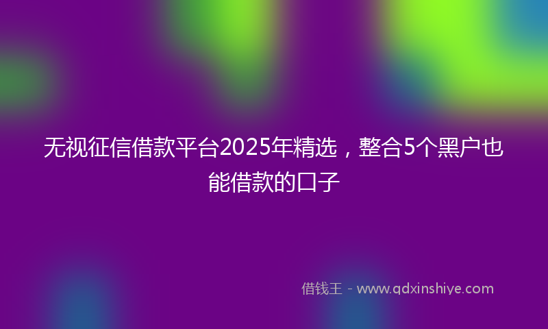 无视征信借款平台2025年精选，整合5个黑户也能借款的口子