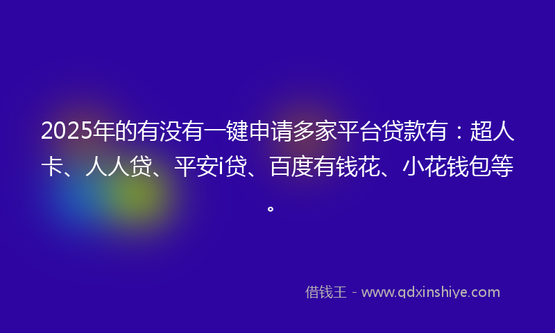 2025年的有没有一键申请多家平台贷款有：超人卡、人人贷、平安i贷、百度有钱花、小花钱包等。