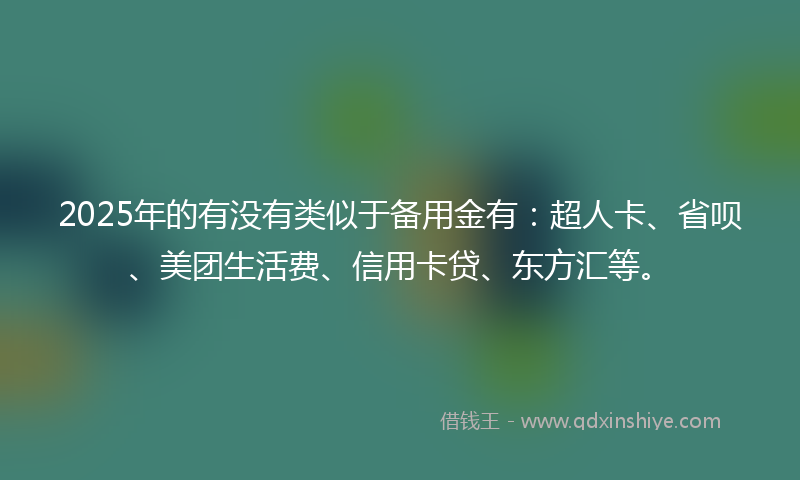 2025年的有没有类似于备用金有：超人卡、省呗、美团生活费、信用卡贷、东方汇等。