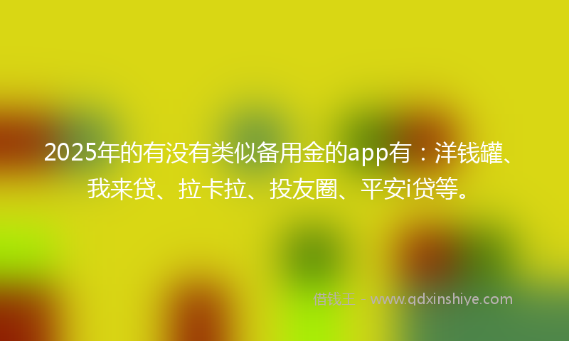 2025年的有没有类似备用金的app有：洋钱罐、我来贷、拉卡拉、投友圈、平安i贷等。