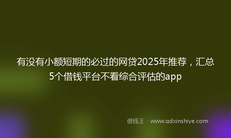 有没有小额短期的必过的网贷2025年推荐，汇总5个借钱平台不看综合评估的app