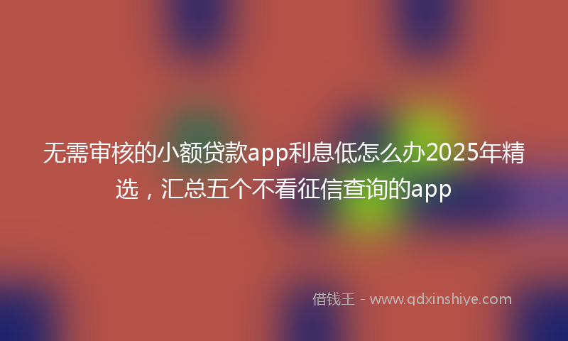 无需审核的小额贷款app利息低怎么办2025年精选，汇总五个不看征信查询的app