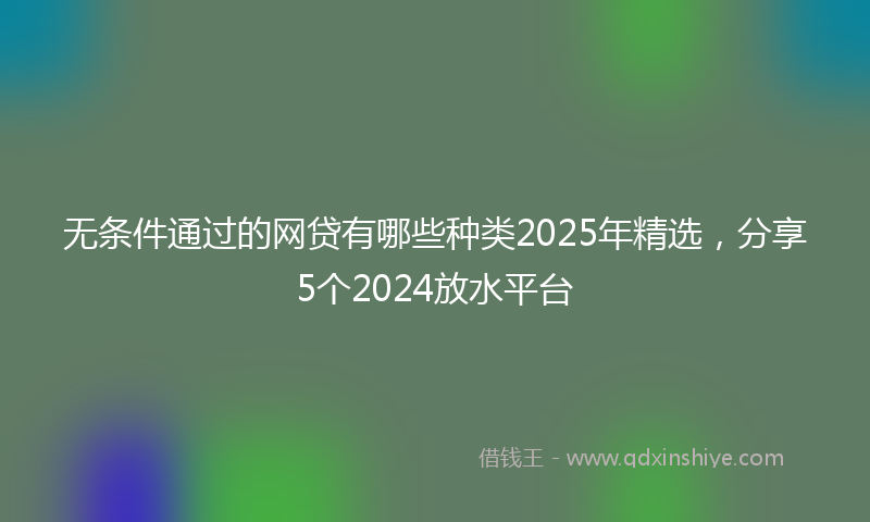 无条件通过的网贷有哪些种类2025年精选，分享5个2024放水平台