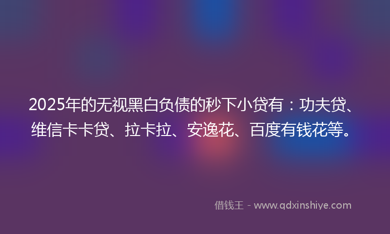 2025年的无视黑白负债的秒下小贷有：功夫贷、维信卡卡贷、拉卡拉、安逸花、百度有钱花等。