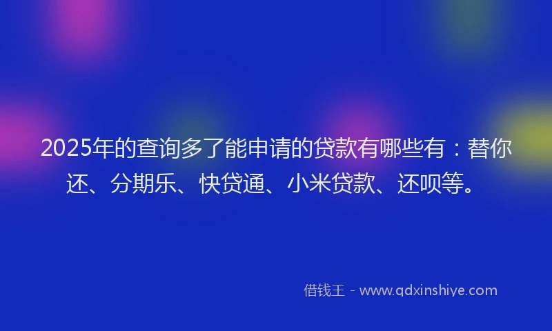 2025年的查询多了能申请的贷款有哪些有：替你还、分期乐、快贷通、小米贷款、还呗等。
