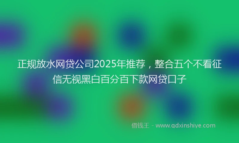 正规放水网贷公司2025年推荐，整合五个不看征信无视黑白百分百下款网贷口子