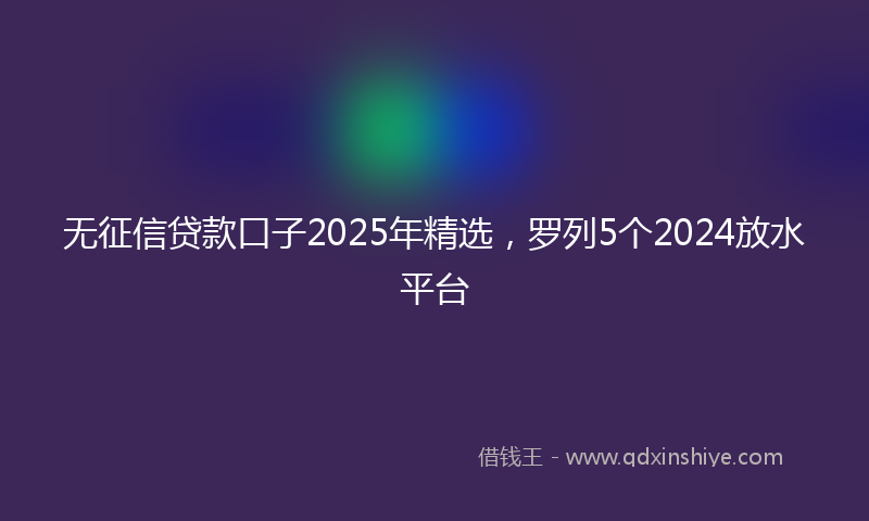 无征信贷款口子2025年精选，罗列5个2024放水平台