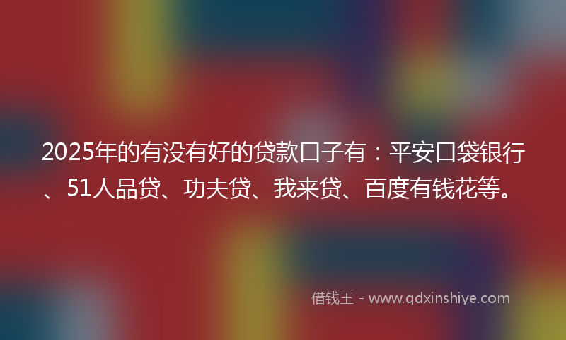 2025年的有没有好的贷款口子有：平安口袋银行、51人品贷、功夫贷、我来贷、百度有钱花等。
