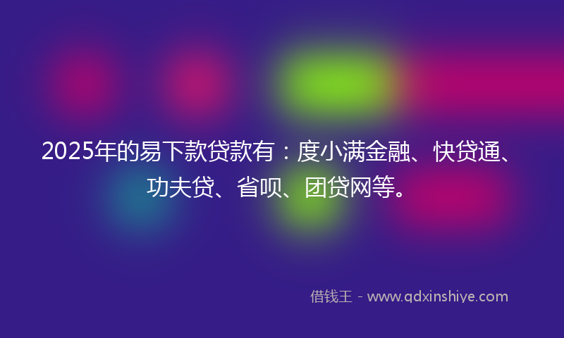 2025年的易下款贷款有：度小满金融、快贷通、功夫贷、省呗、团贷网等。