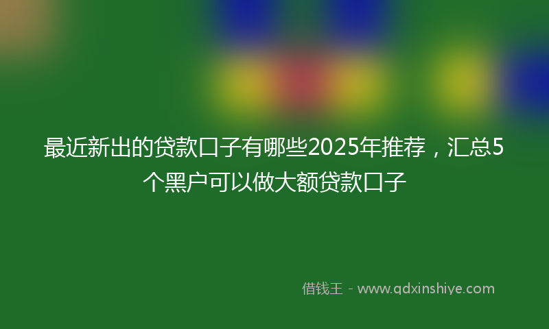 最近新出的贷款口子有哪些2025年推荐，汇总5个黑户可以做大额贷款口子