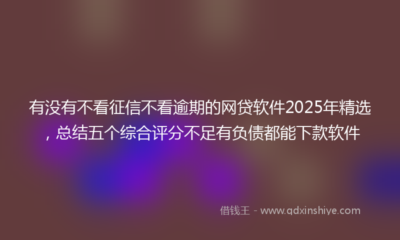 有没有不看征信不看逾期的网贷软件2025年精选，总结五个综合评分不足有负债都能下款软件