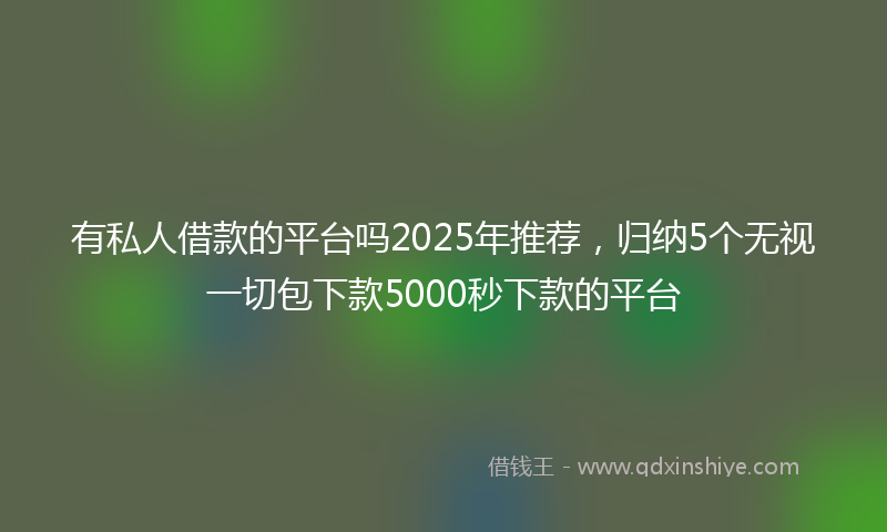 有私人借款的平台吗2025年推荐，归纳5个无视一切包下款5000秒下款的平台
