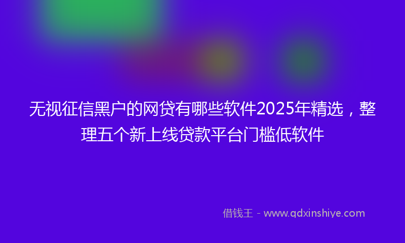 无视征信黑户的网贷有哪些软件2025年精选，整理五个新上线贷款平台门槛低软件