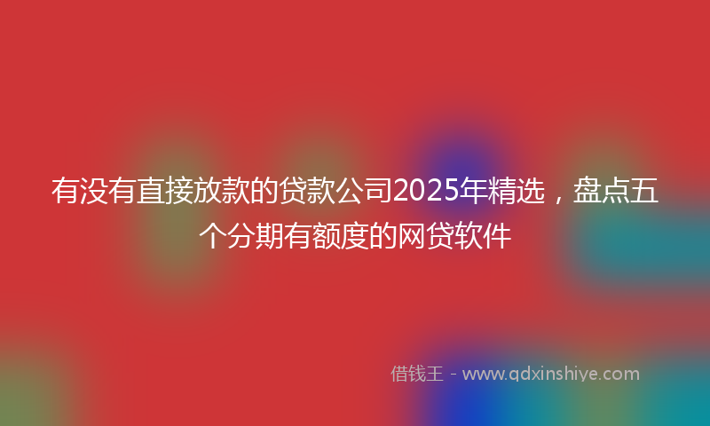 有没有直接放款的贷款公司2025年精选，盘点五个分期有额度的网贷软件