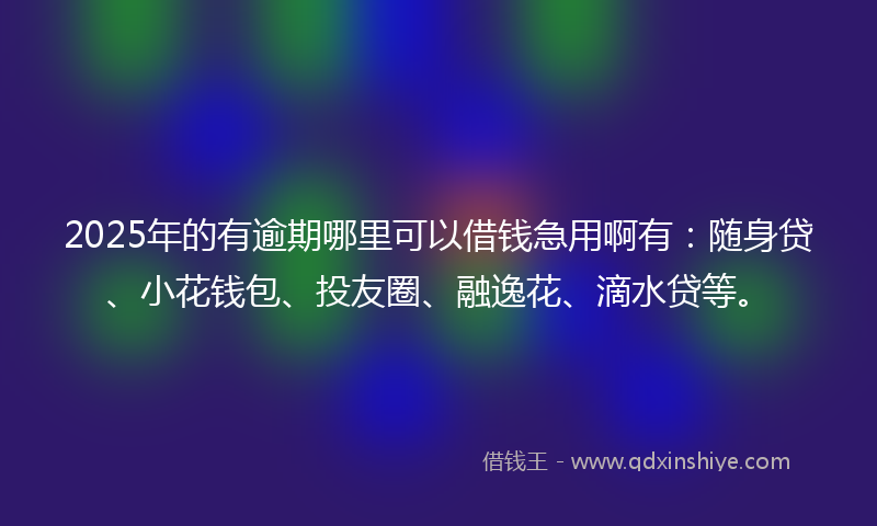 2025年的有逾期哪里可以借钱急用啊有：随身贷、小花钱包、投友圈、融逸花、滴水贷等。