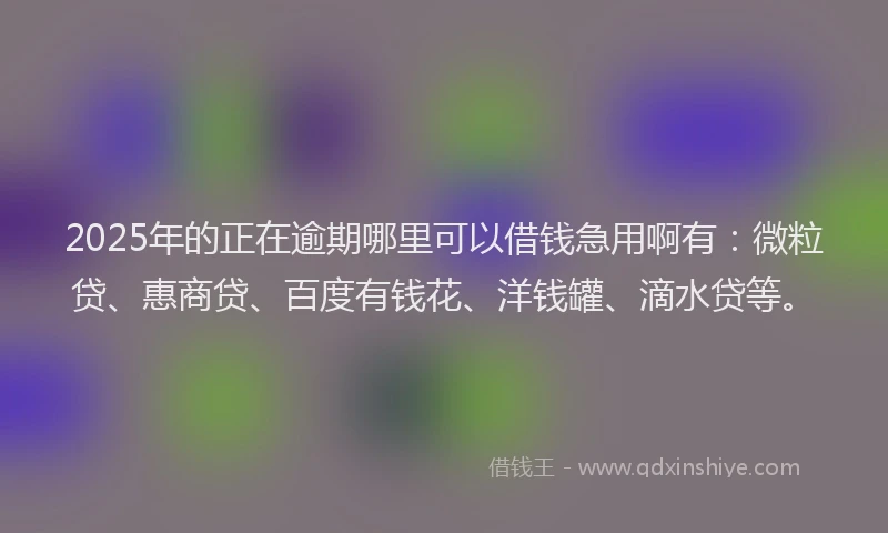 2025年的正在逾期哪里可以借钱急用啊有：微粒贷、惠商贷、百度有钱花、洋钱罐、滴水贷等。