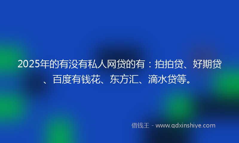 2025年的有没有私人网贷的有：拍拍贷、好期贷、百度有钱花、东方汇、滴水贷等。