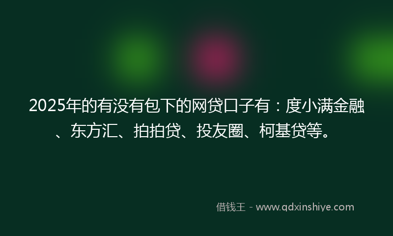 2025年的有没有包下的网贷口子有：度小满金融、东方汇、拍拍贷、投友圈、柯基贷等。