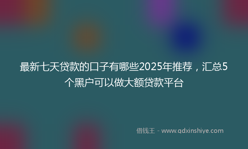 最新七天贷款的口子有哪些2025年推荐，汇总5个黑户可以做大额贷款平台