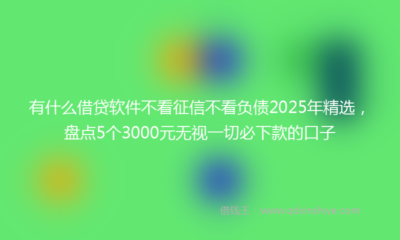 有什么借贷软件不看征信不看负债2025年精选，盘点5个3000元无视一切必下款的口子