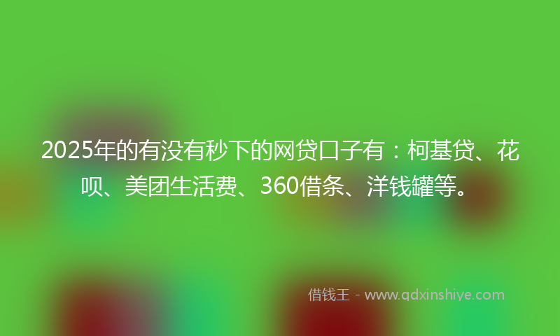 2025年的有没有秒下的网贷口子有：柯基贷、花呗、美团生活费、360借条、洋钱罐等。