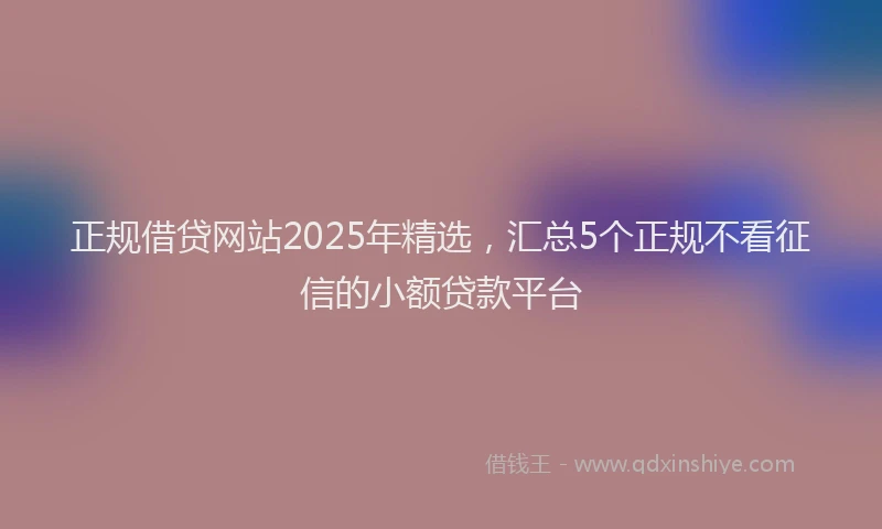 正规借贷网站2025年精选，汇总5个正规不看征信的小额贷款平台