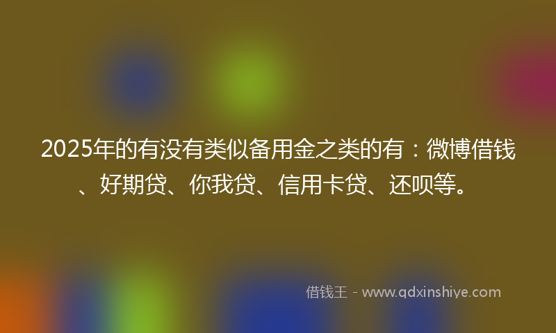 2025年的有没有类似备用金之类的有：微博借钱、好期贷、你我贷、信用卡贷、还呗等。