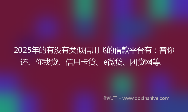 2025年的有没有类似信用飞的借款平台有：替你还、你我贷、信用卡贷、e微贷、团贷网等。