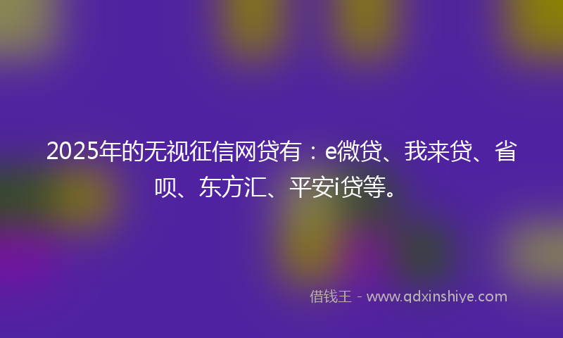 2025年的无视征信网贷有：e微贷、我来贷、省呗、东方汇、平安i贷等。