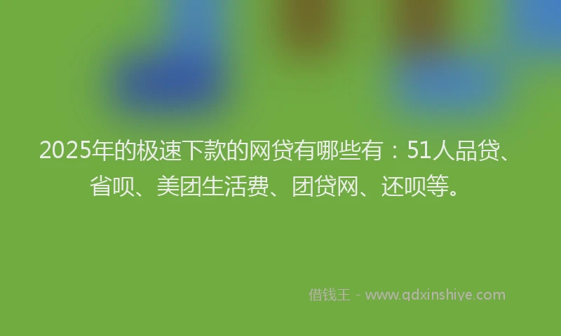 2025年的极速下款的网贷有哪些有:51人品贷、省呗、美团生活费、团贷网、还呗等。