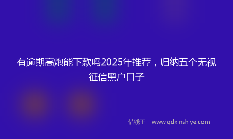 有逾期高炮能下款吗2025年推荐，归纳五个无视征信黑户口子
