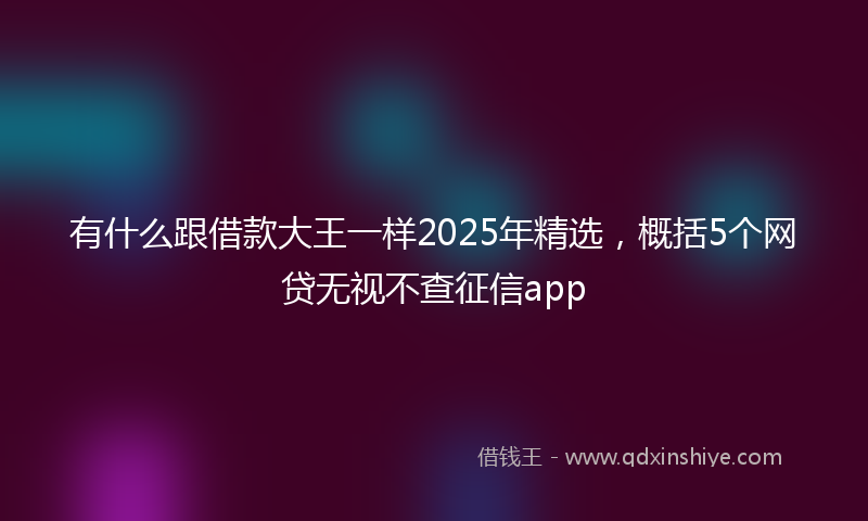 有什么跟借款大王一样2025年精选，概括5个网贷无视不查征信app