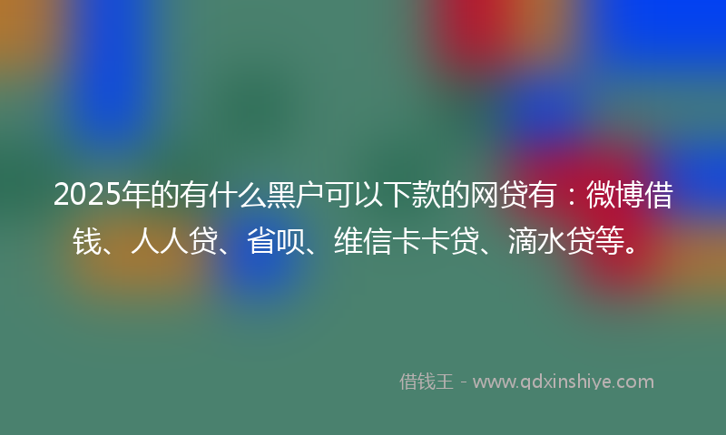 2025年的有什么黑户可以下款的网贷有：微博借钱、人人贷、省呗、维信卡卡贷、滴水贷等。