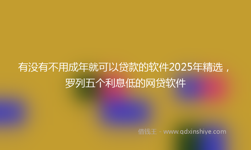 有没有不用成年就可以贷款的软件2025年精选，罗列五个利息低的网贷软件