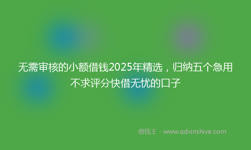 无需审核的小额借钱2025年精选，归纳五个急用不求评分快借无忧的口子