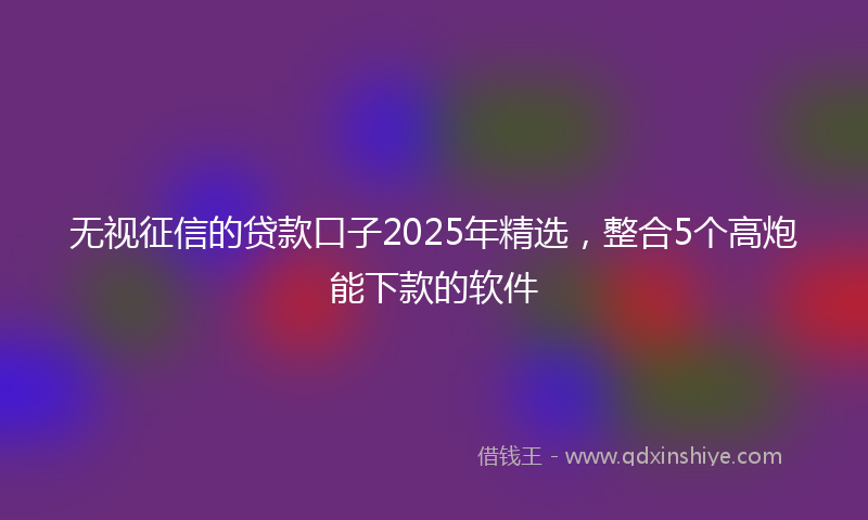 无视征信的贷款口子2025年精选，整合5个高炮能下款的软件