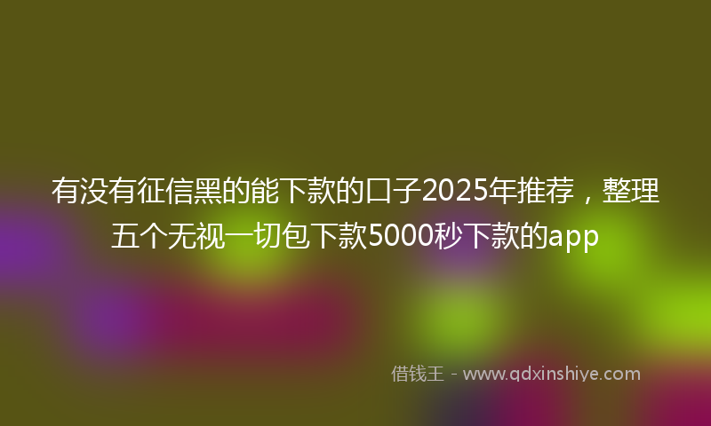 有没有征信黑的能下款的口子2025年推荐，整理五个无视一切包下款5000秒下款的app