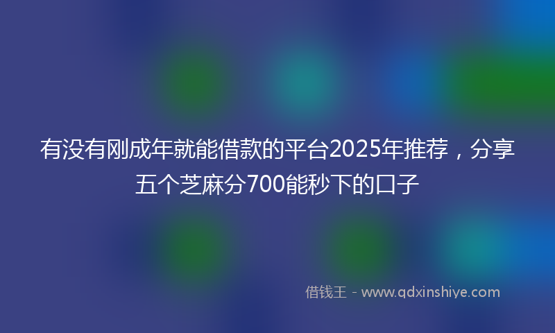 有没有刚成年就能借款的平台2025年推荐，分享五个芝麻分700能秒下的口子