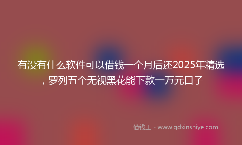 有没有什么软件可以借钱一个月后还2025年精选，罗列五个无视黑花能下款一万元口子