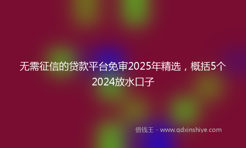 无需征信的贷款平台免审2025年精选，概括5个2024放水口子