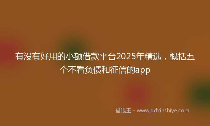 有没有好用的小额借款平台2025年精选，概括五个不看负债和征信的app