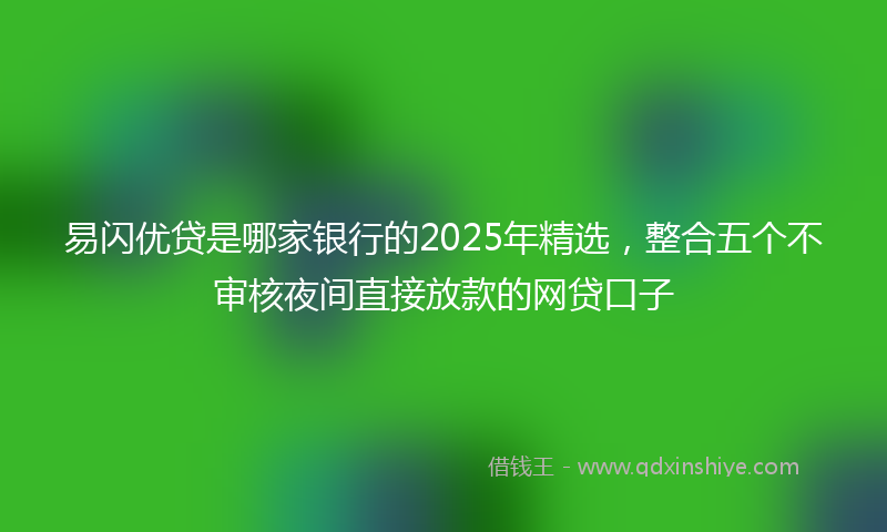 易闪优贷是哪家银行的2025年精选，整合五个不审核夜间直接放款的网贷口子