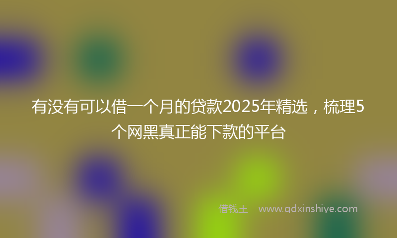 有没有可以借一个月的贷款2025年精选，梳理5个网黑真正能下款的平台