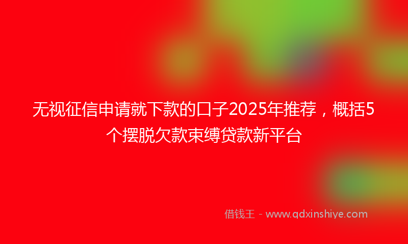 无视征信申请就下款的口子2025年推荐，概括5个摆脱欠款束缚贷款新平台
