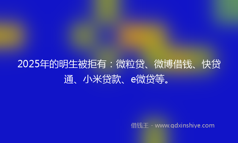 2025年的明生被拒有：微粒贷、微博借钱、快贷通、小米贷款、e微贷等。