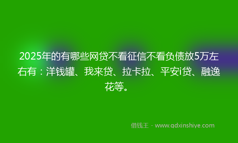 2025年的有哪些网贷不看征信不看负债放5万左右有：洋钱罐、我来贷、拉卡拉、平安i贷、融逸花等。