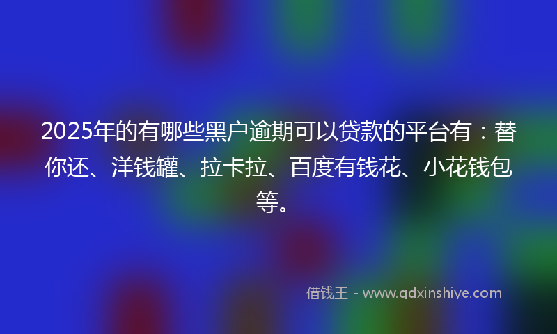 2025年的有哪些黑户逾期可以贷款的平台有：替你还、洋钱罐、拉卡拉、百度有钱花、小花钱包等。