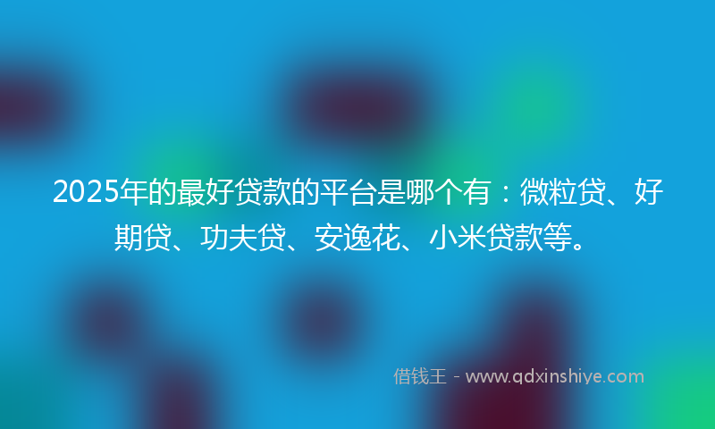 2025年的最好贷款的平台是哪个有：微粒贷、好期贷、功夫贷、安逸花、小米贷款等。